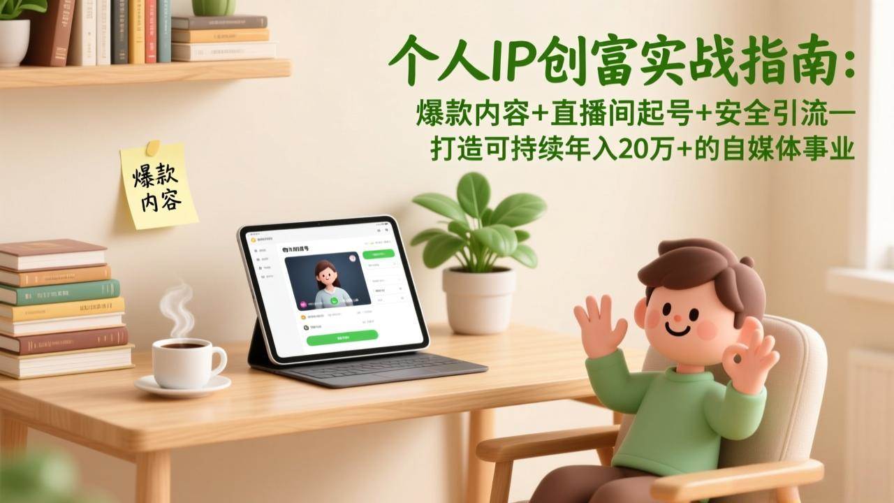 (1.25)个人IP创富实战指南：爆款内容+直播间起号+安全引流，打造可持续年入20万+的自媒体事业