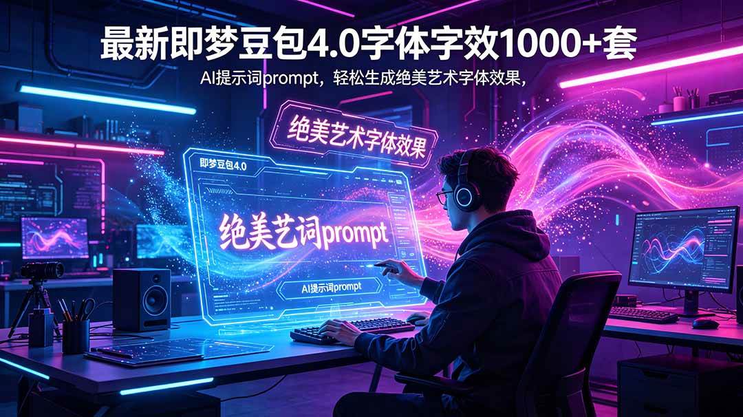(5.30)最新即梦豆包4.0字体字效1000+套，AI提示词prompt，轻松生成绝美艺术字体效果