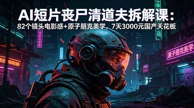 (5.30)AI短片《丧尸清道夫》拆解课：82个镜头电影感+原子朋克美学，7天3000元国产天花板